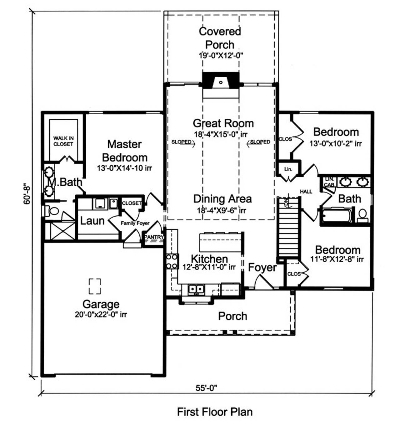 Cottage House Plan - Eagle's View 63629 - 1st Floor Plan