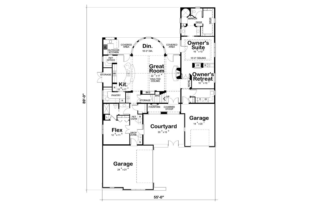 European House Plan - DeMarco 63810 - 1st Floor Plan