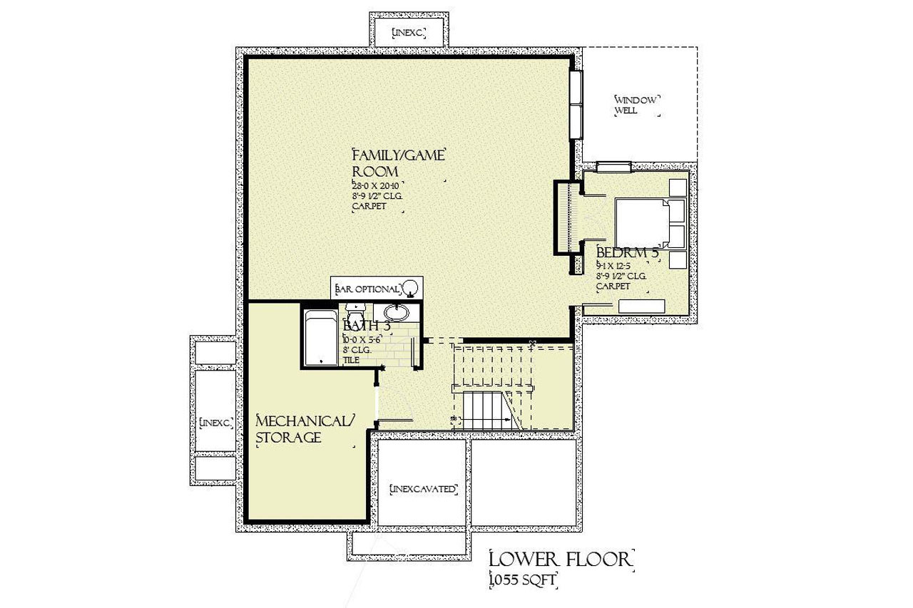 Tudor House Plan - Tenway 63827 - Basement Floor Plan