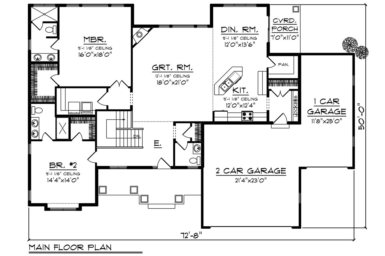 Ranch House Plan - 64234 - 1st Floor Plan