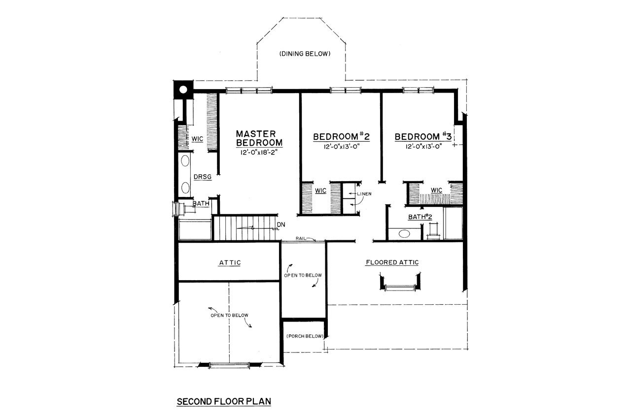 Secondary Image - Colonial House Plan - 64526 - 2nd Floor Plan