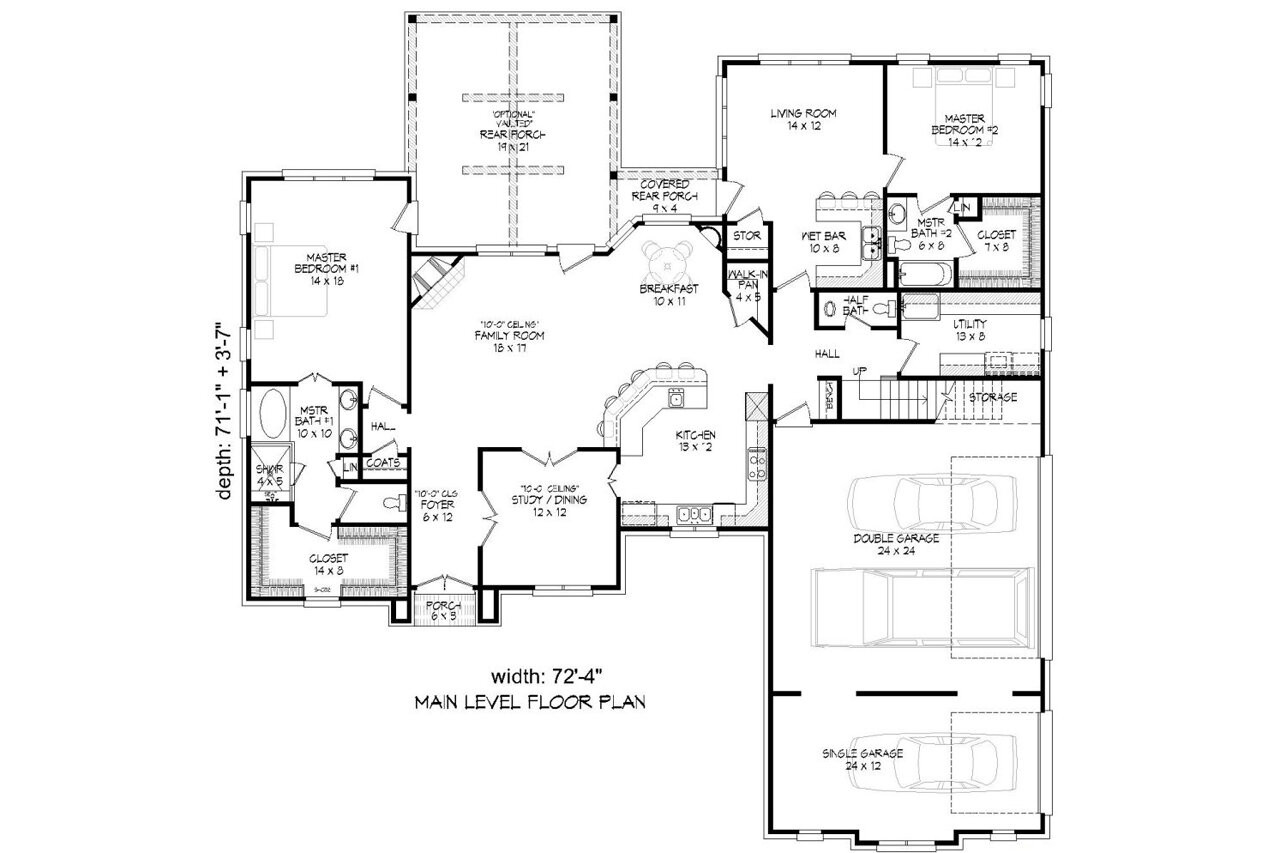 Classic House Plan - 64780 - 1st Floor Plan