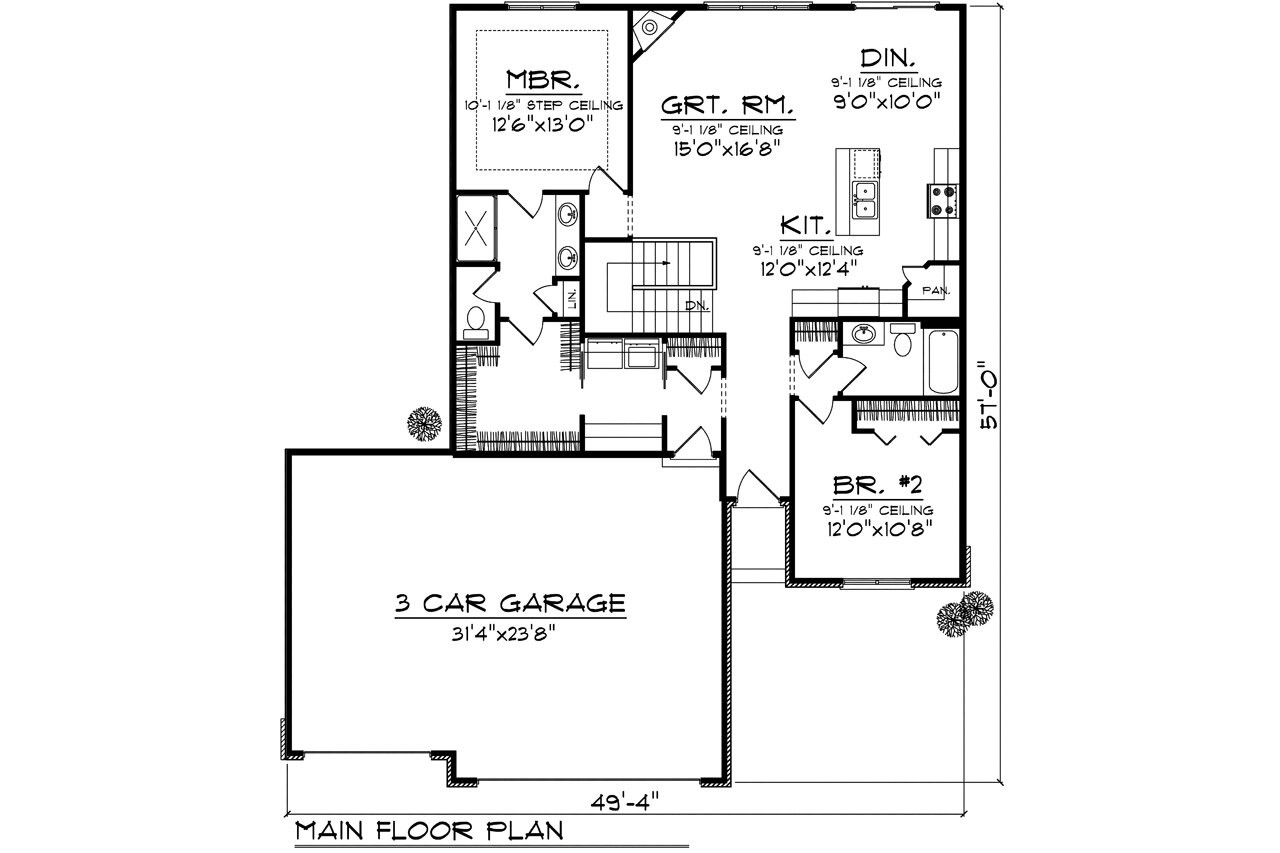 Ranch House Plan - 65019 - 1st Floor Plan