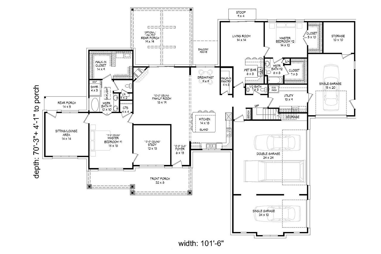 Craftsman House Plan - Buckhead Creek 65376 - 1st Floor Plan