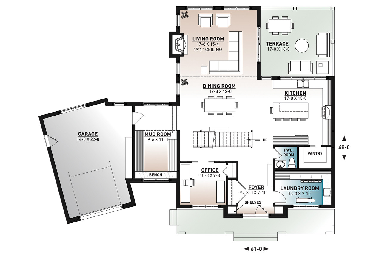 Modern House Plan - Bridge 2 65676 - 1st Floor Plan