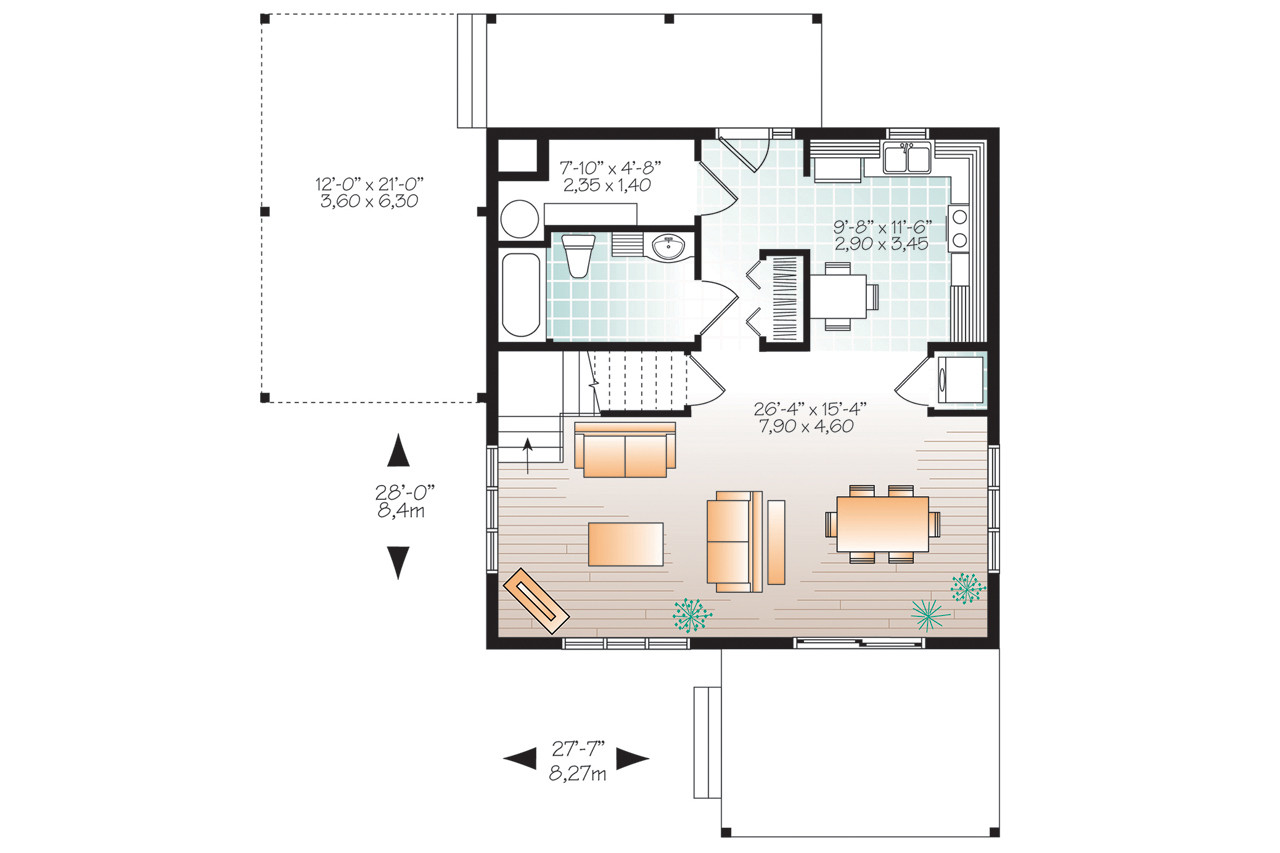 Modern House Plan - NOYO 65768 - 1st Floor Plan