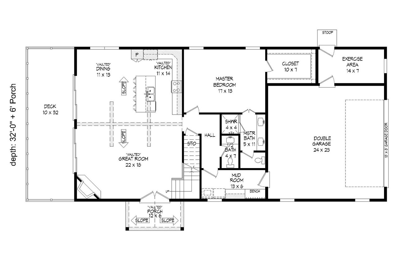Craftsman House Plan - Lake Wylie 65928 - 1st Floor Plan