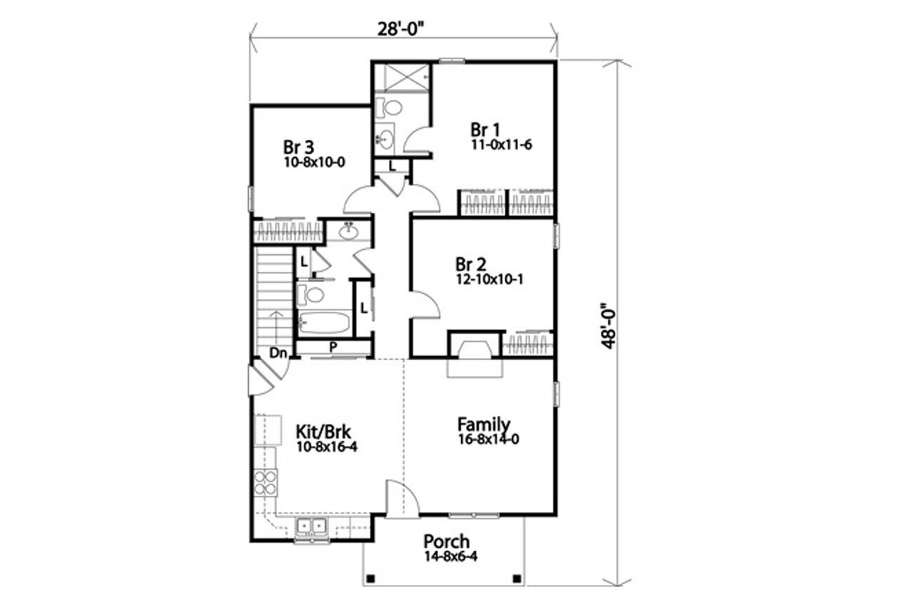 Cottage House Plan - 66255 - 1st Floor Plan
