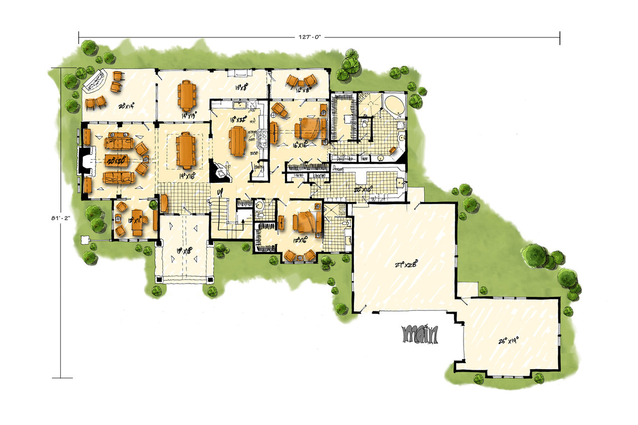 Traditional House Plan - Castle Hill 66429 - 1st Floor Plan