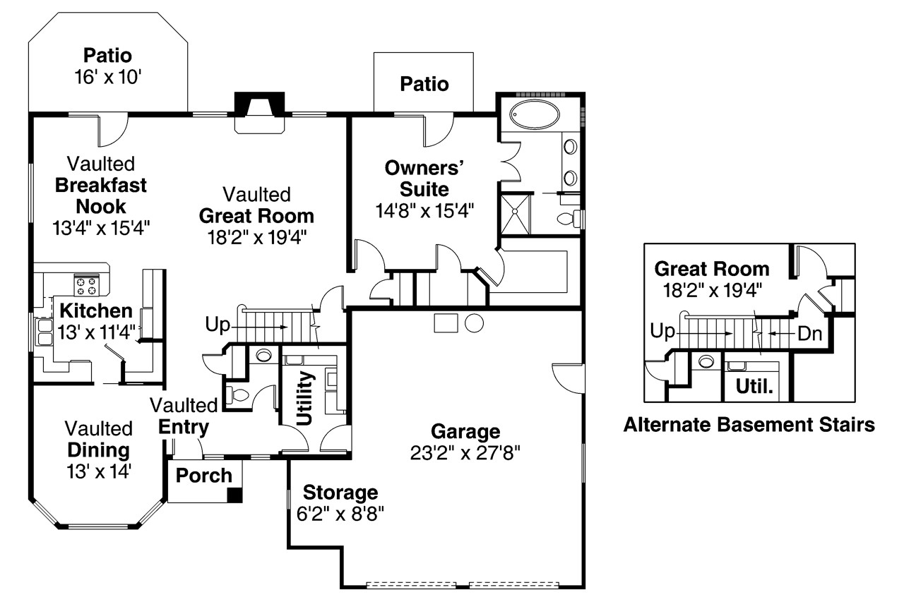 Tuscan House Plan - Mansura 66639 - 1st Floor Plan