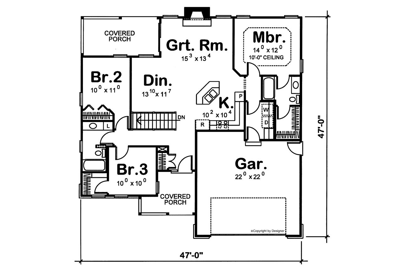 Ranch House Plan - 67126 - 1st Floor Plan