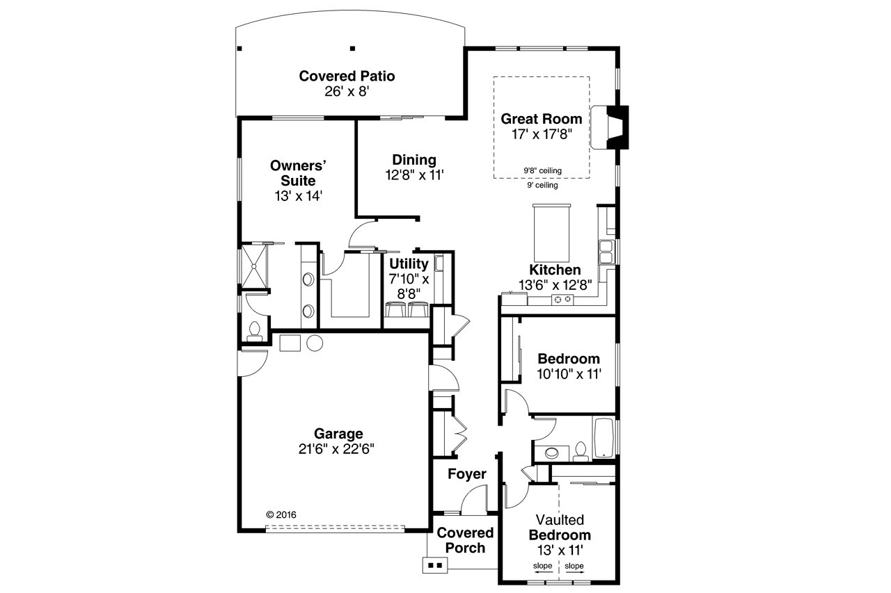 Country House Plan - Manzanita 67176 - 1st Floor Plan