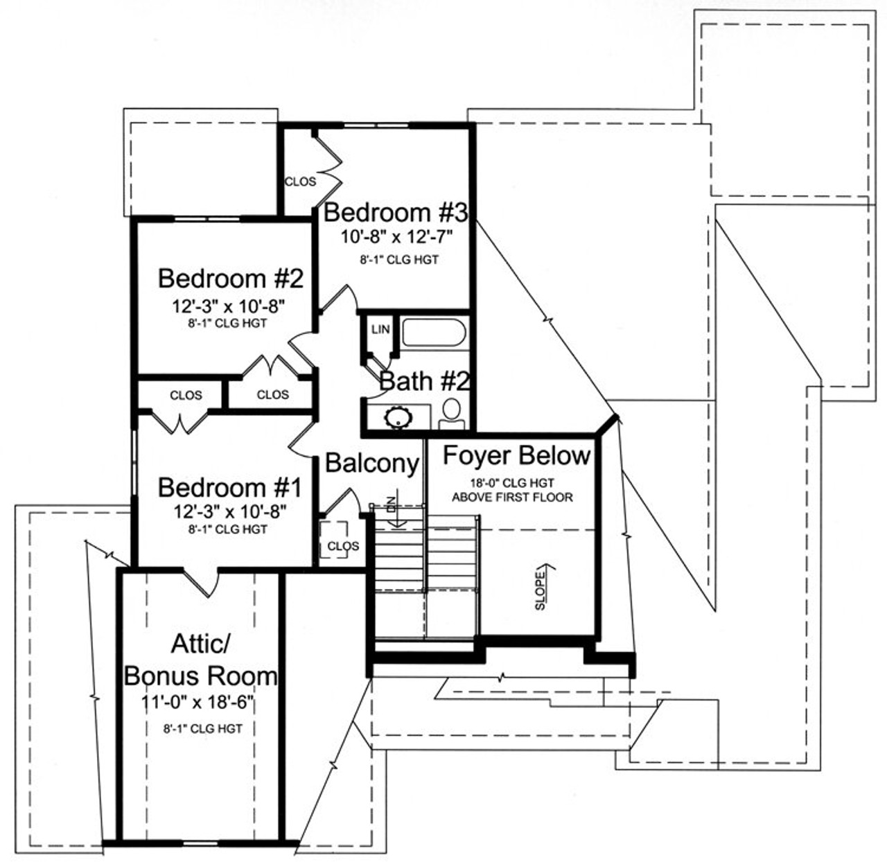 Secondary Image - Craftsman House Plan - The Newfield 67185 - 2nd Floor Plan