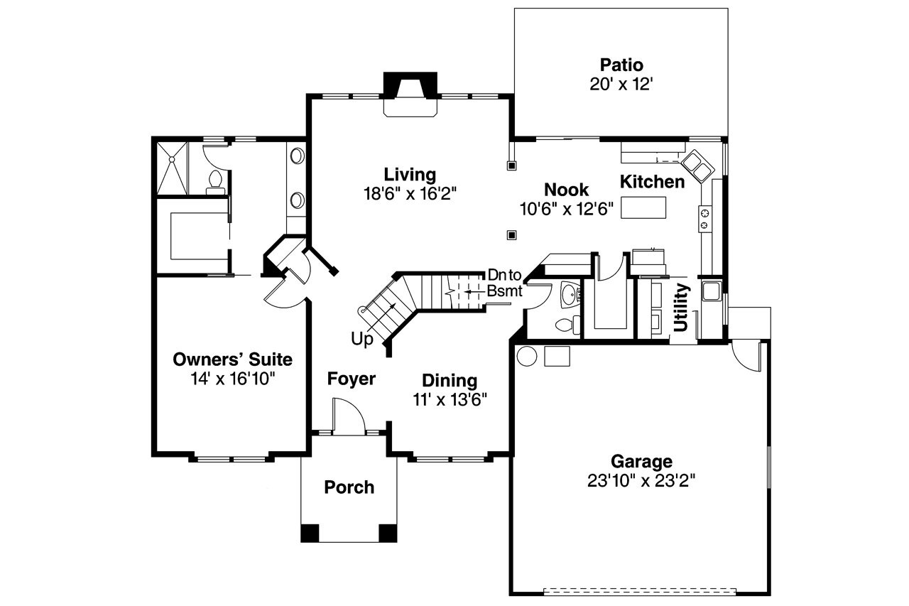 Traditional House Plan - Coleridge 67439 - 1st Floor Plan