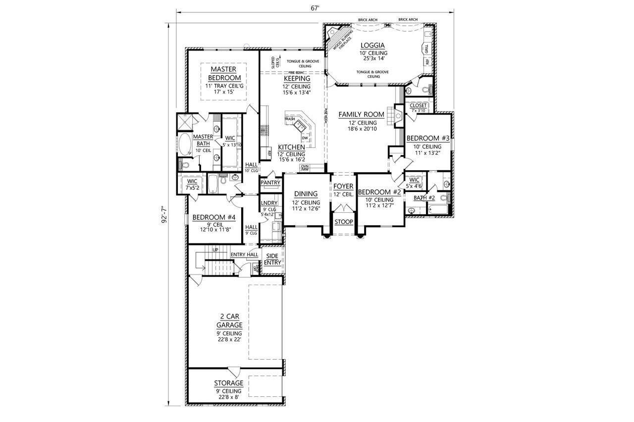 European House Plan - Georgetown 67497 - 1st Floor Plan