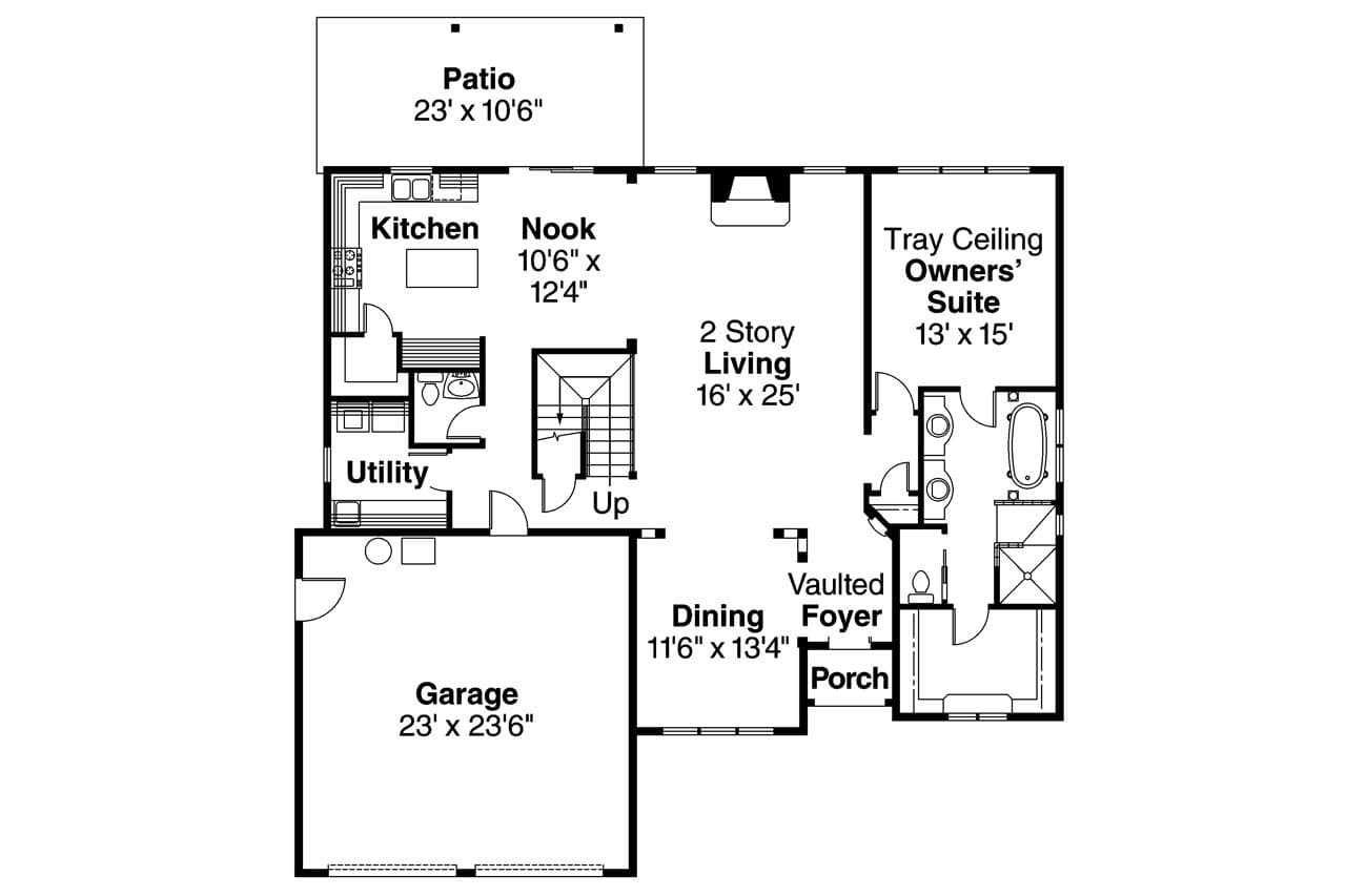 European House Plan - Wedgewood 67610 - 1st Floor Plan