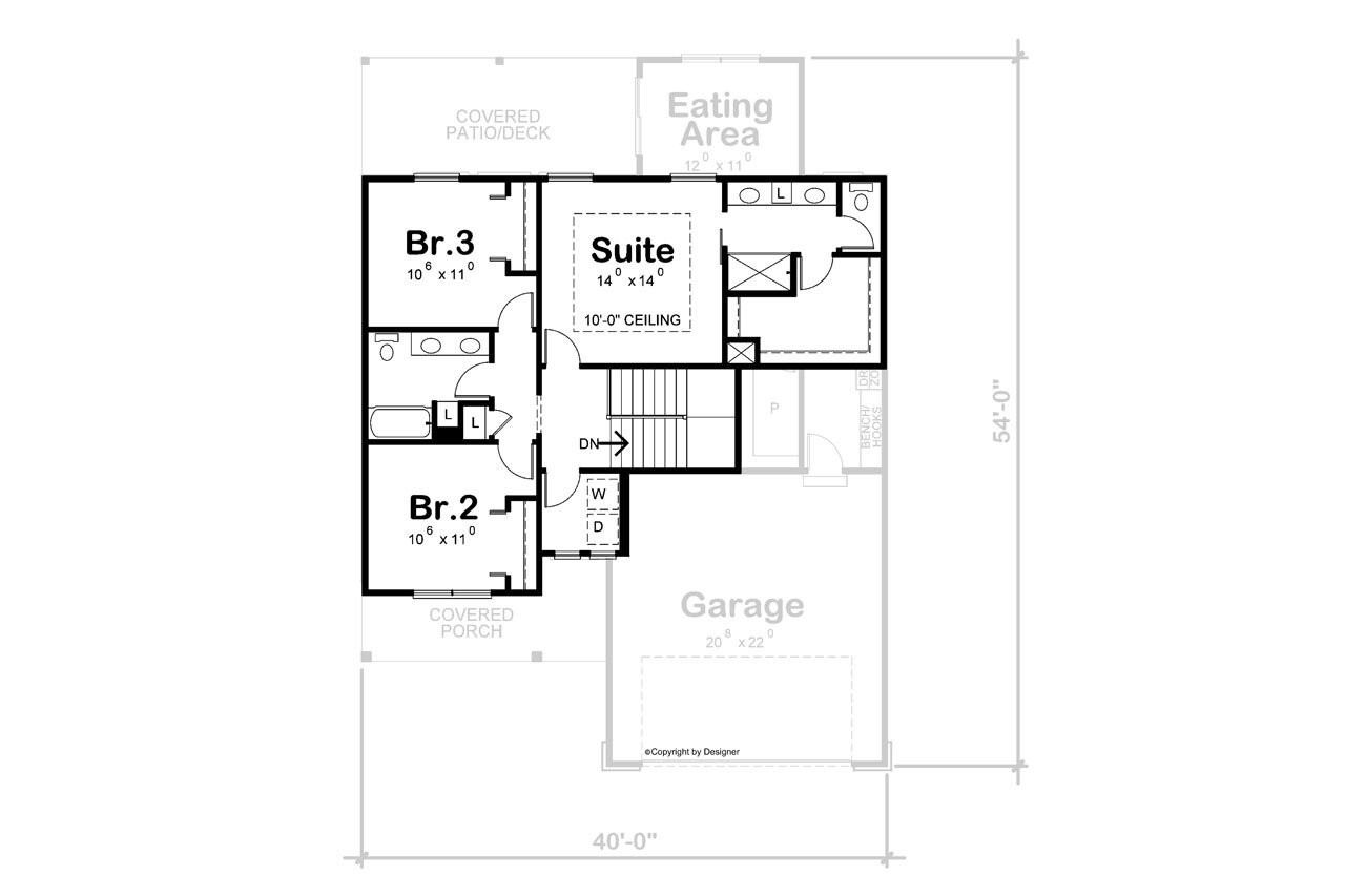 Secondary Image - Farmhouse House Plan - Lillian Modern 67829 - 2nd Floor Plan