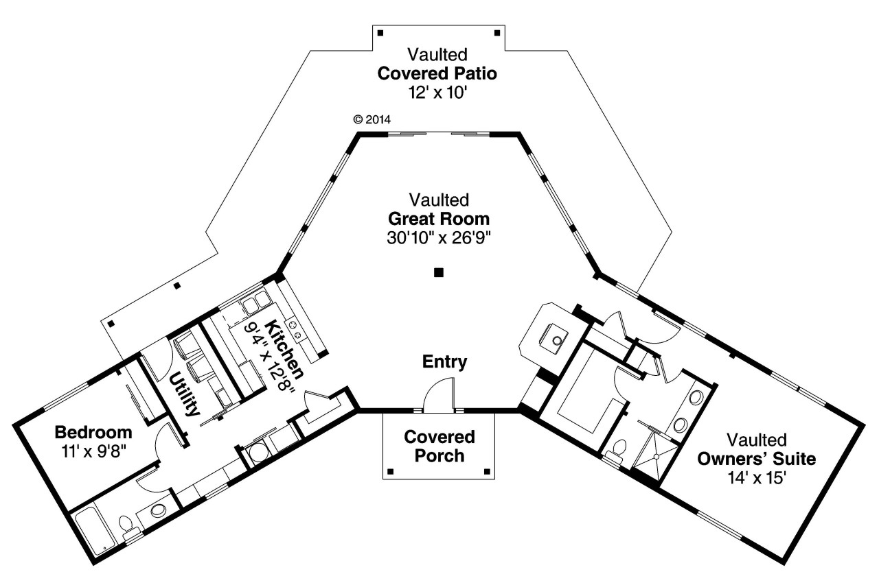 Ranch House Plan - Alder Creek 67857 - 1st Floor Plan