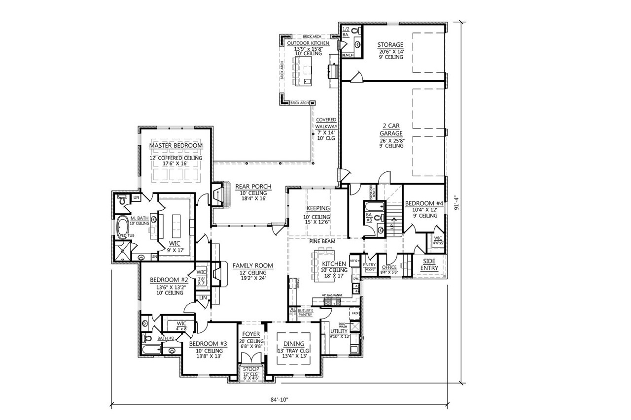 European House Plan - St. Augustine 67997 - 1st Floor Plan
