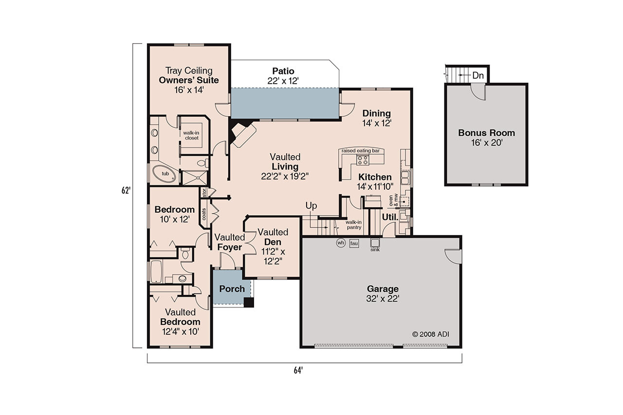 Prairie House Plan - Cheyenne 68191 - 1st Floor Plan