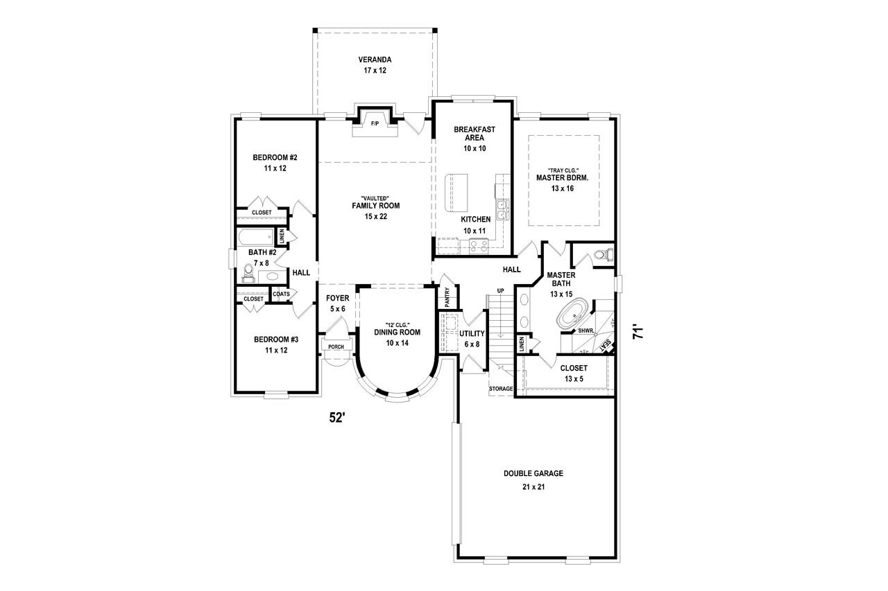 European House Plan - 68417 - 1st Floor Plan