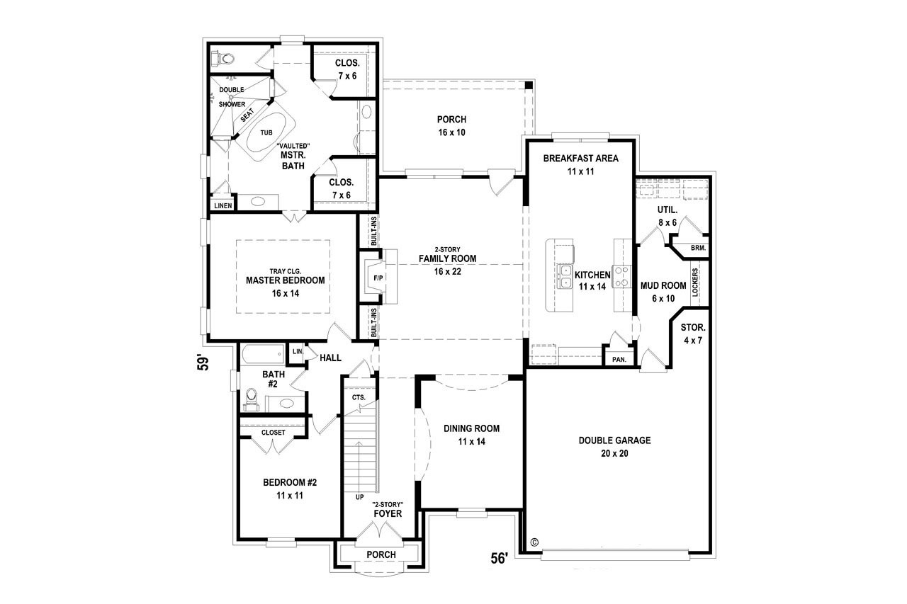 European House Plan - 68628 - 1st Floor Plan