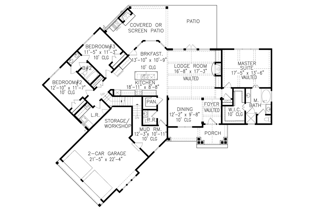 Craftsman House Plan - Westbrooks Cottage A 68694 - 1st Floor Plan
