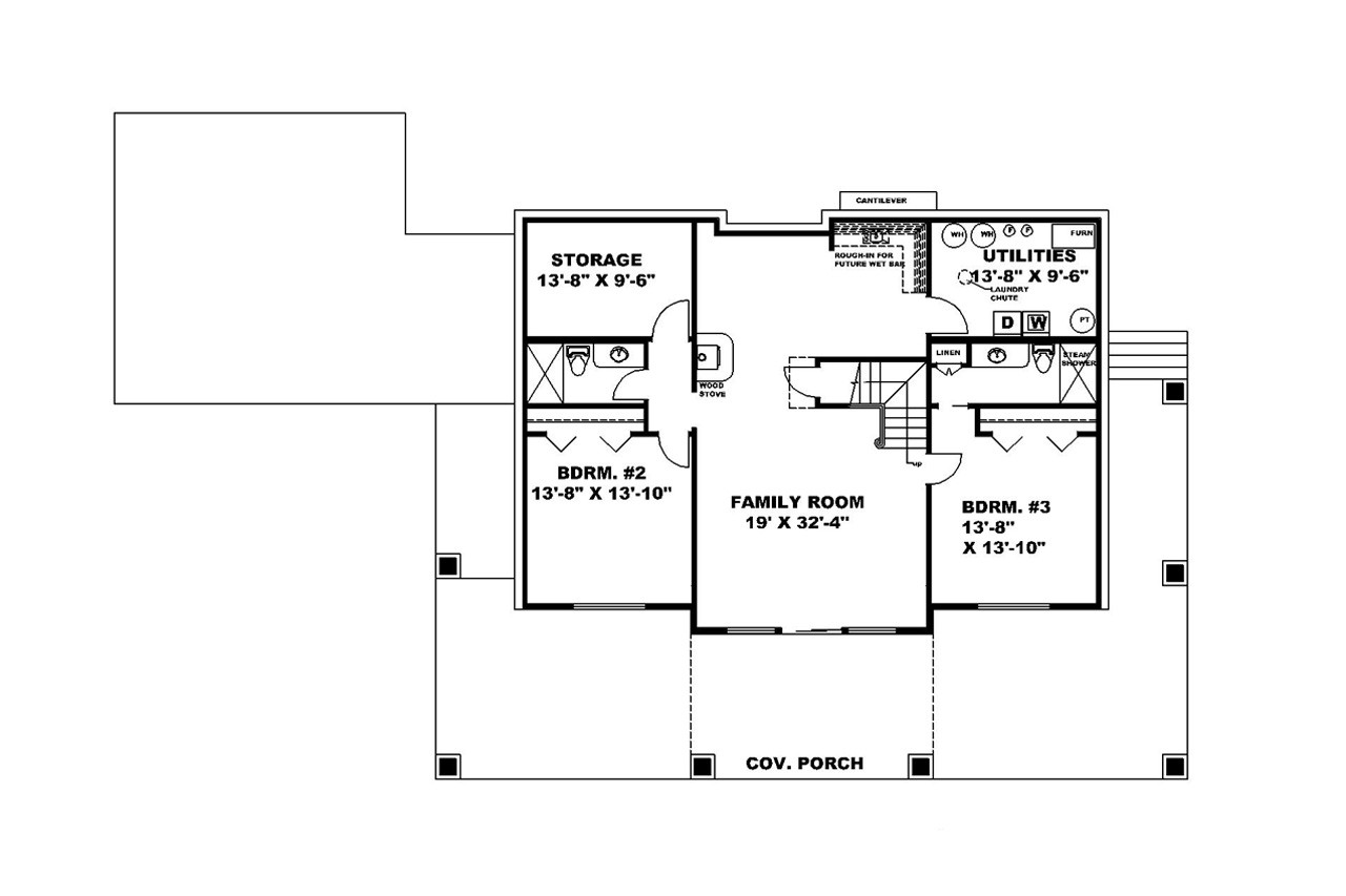 Secondary Image - Craftsman House Plan - 68818 - Basement Floor Plan