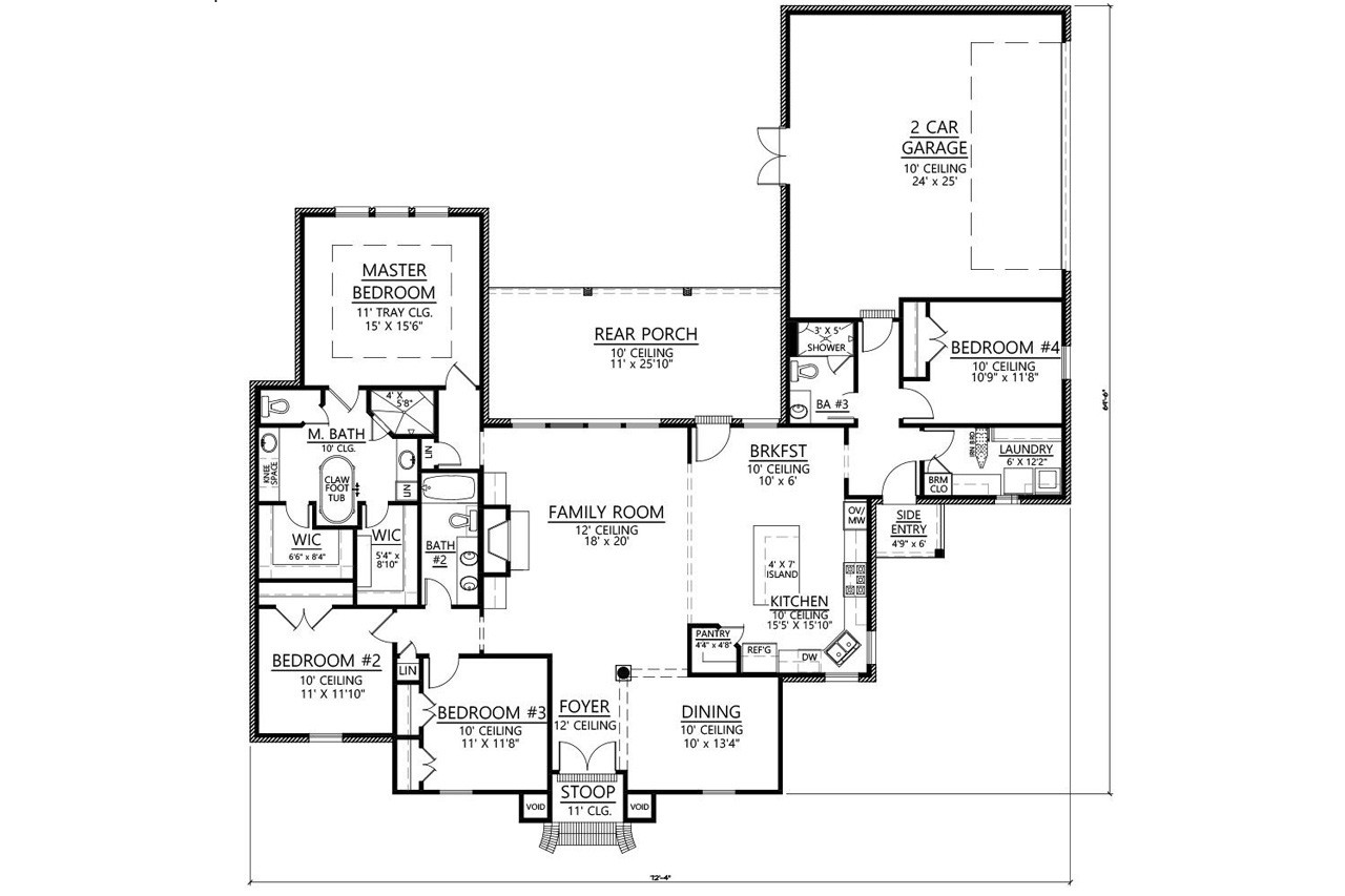 European House Plan - Charleston 69285 - 1st Floor Plan