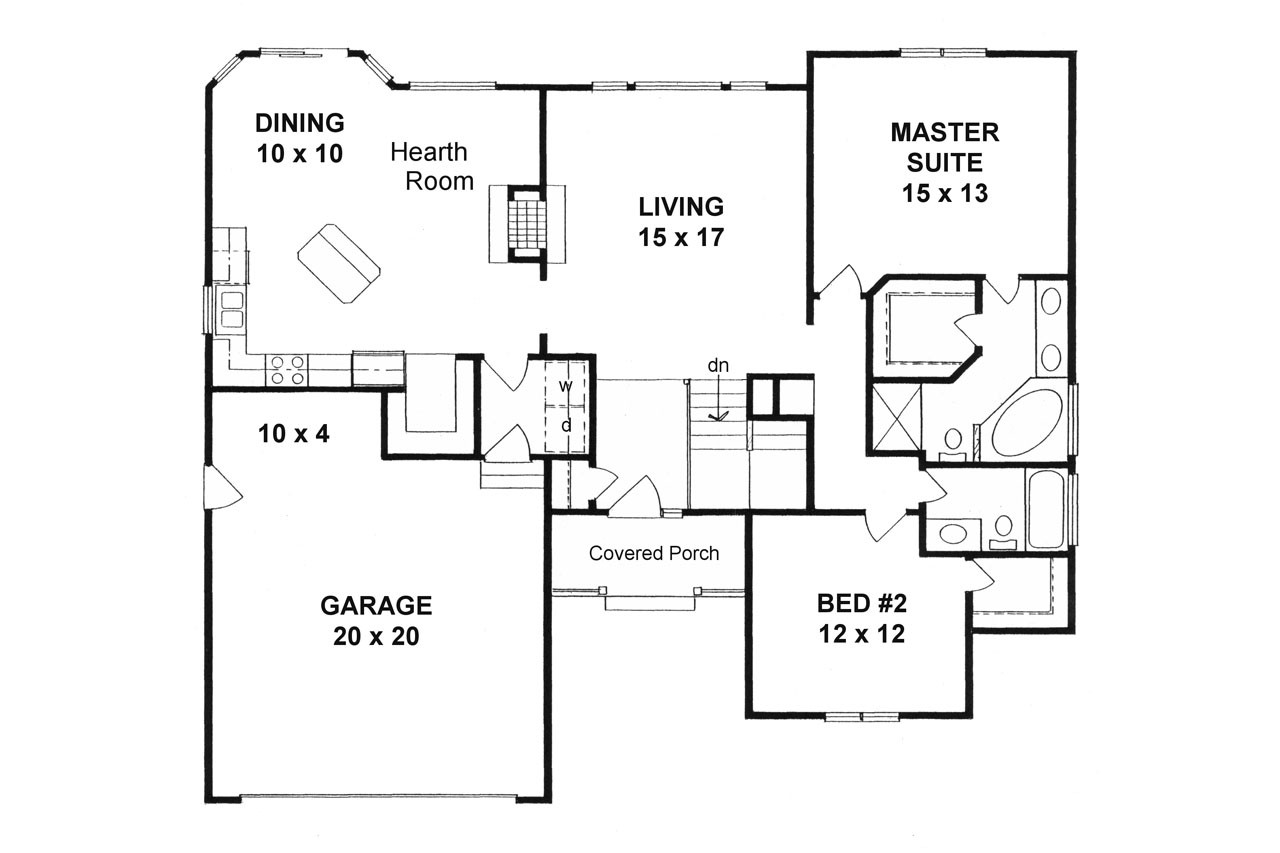 Traditional House Plan - 70094 - 1st Floor Plan