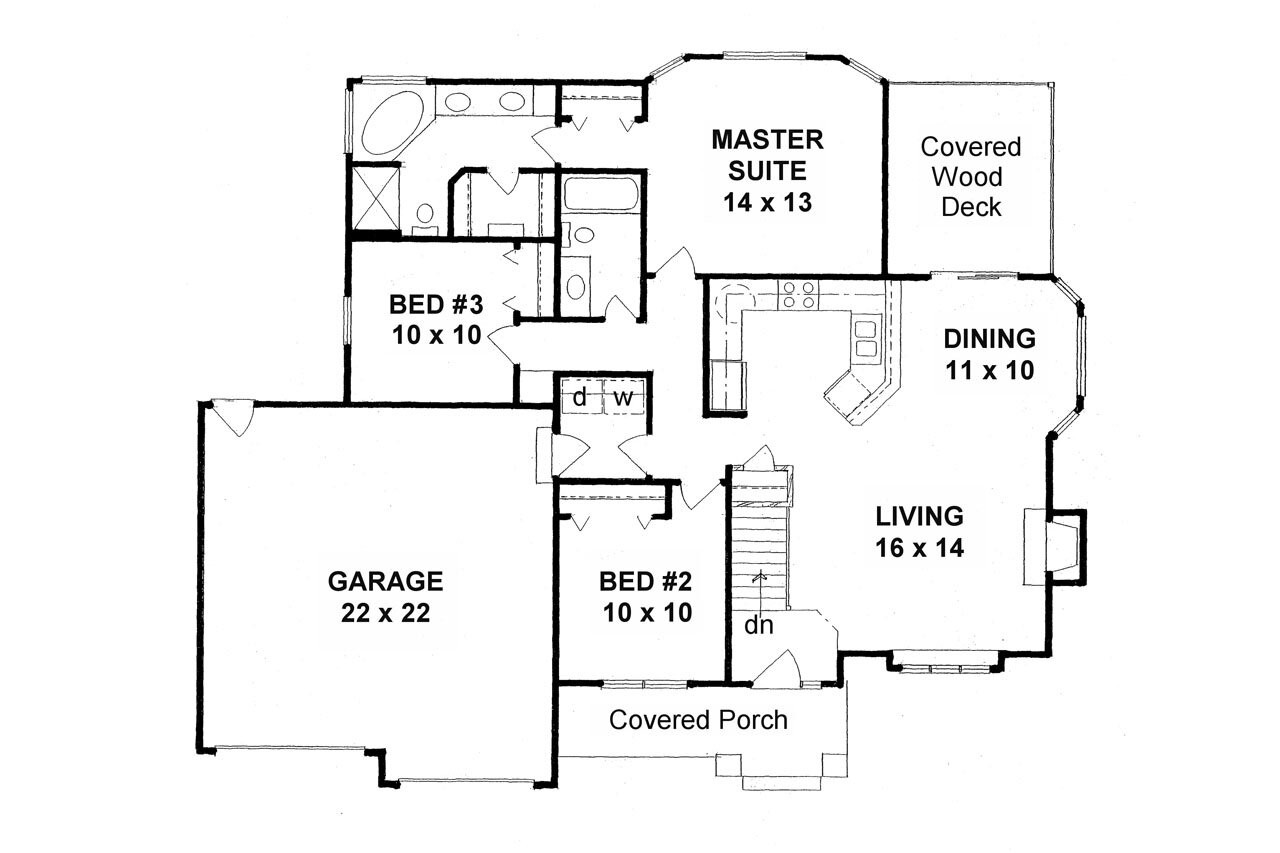Traditional House Plan - 70126 - 1st Floor Plan