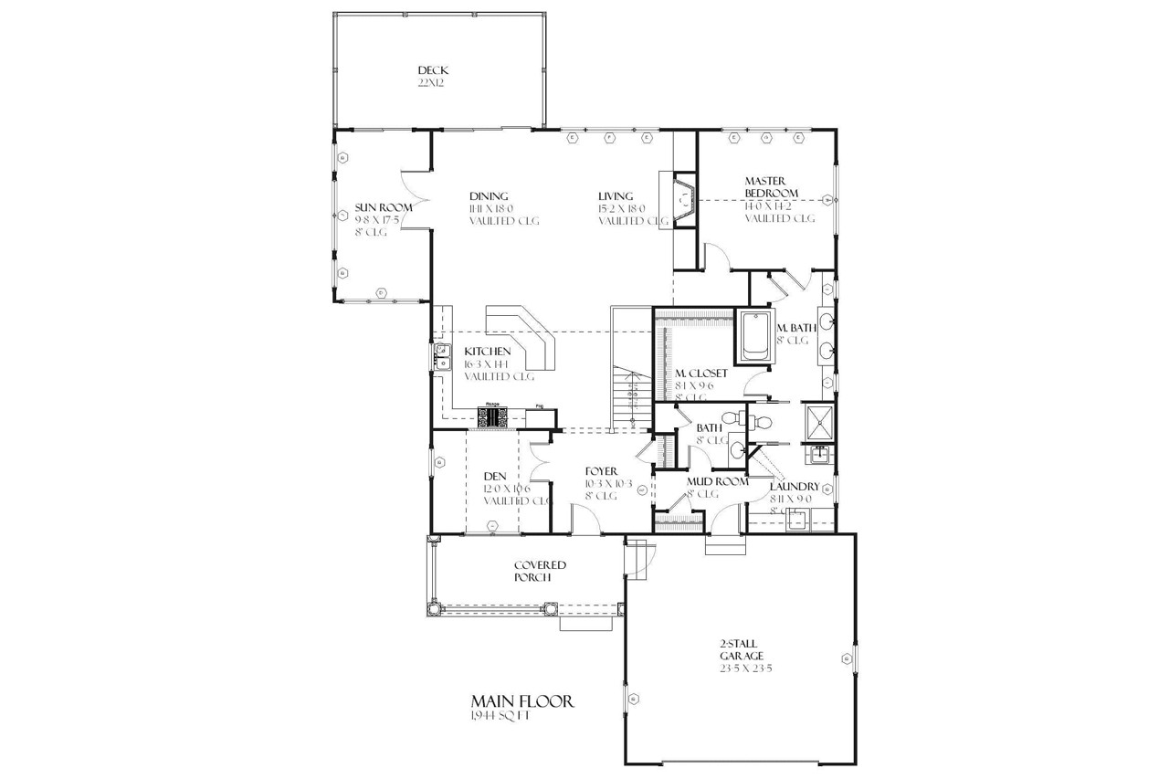 Ranch House Plan - Isle Royale 70318 - 1st Floor Plan