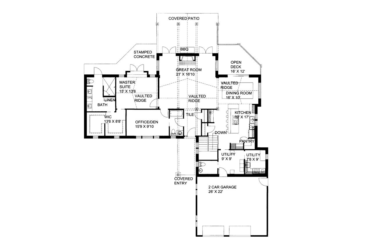 Modern House Plan - 70479 - 1st Floor Plan