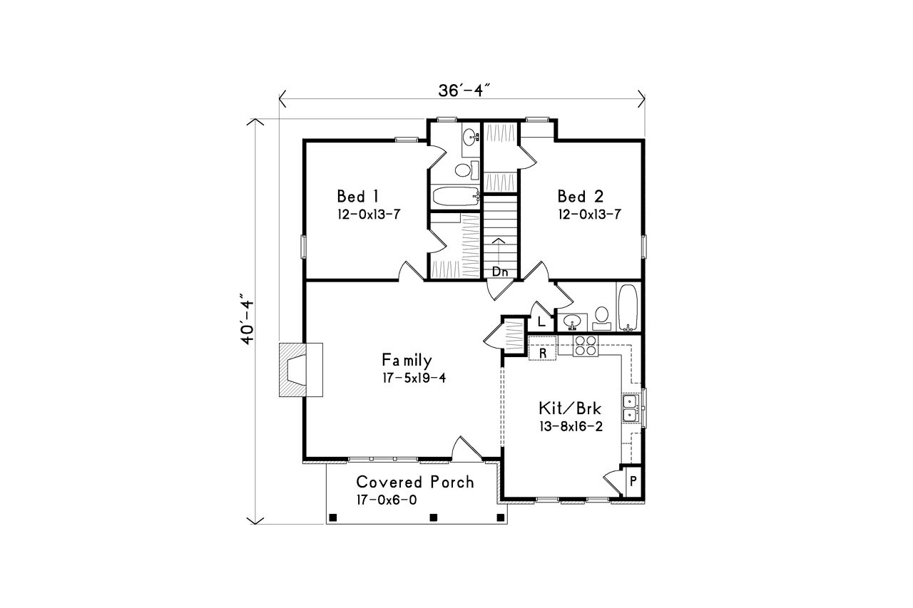 Bungalow House Plan - 70552 - 1st Floor Plan