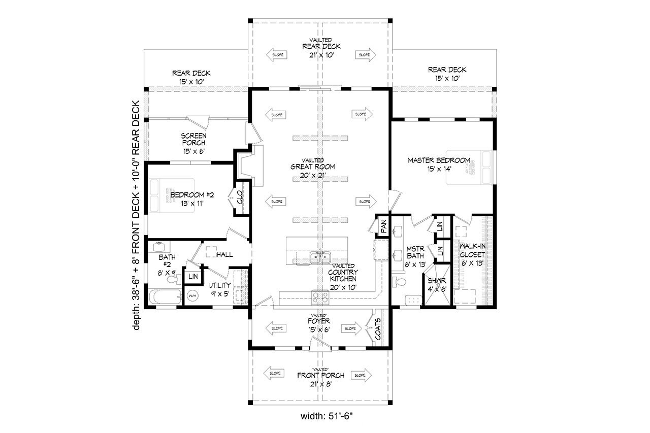 Craftsman House Plan - 70593 - 1st Floor Plan