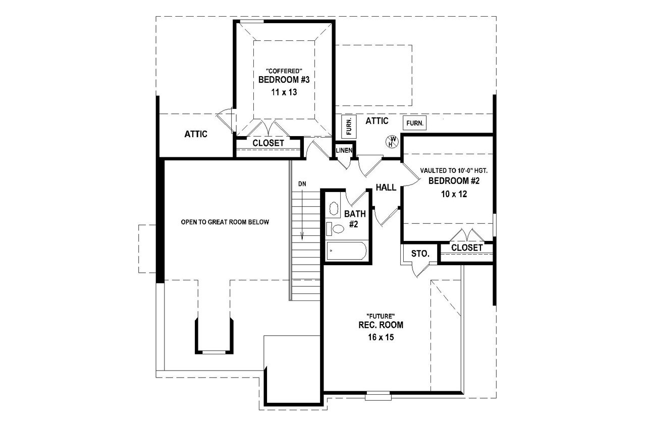 Secondary Image - Ranch House Plan - 70696 - 2nd Floor Plan