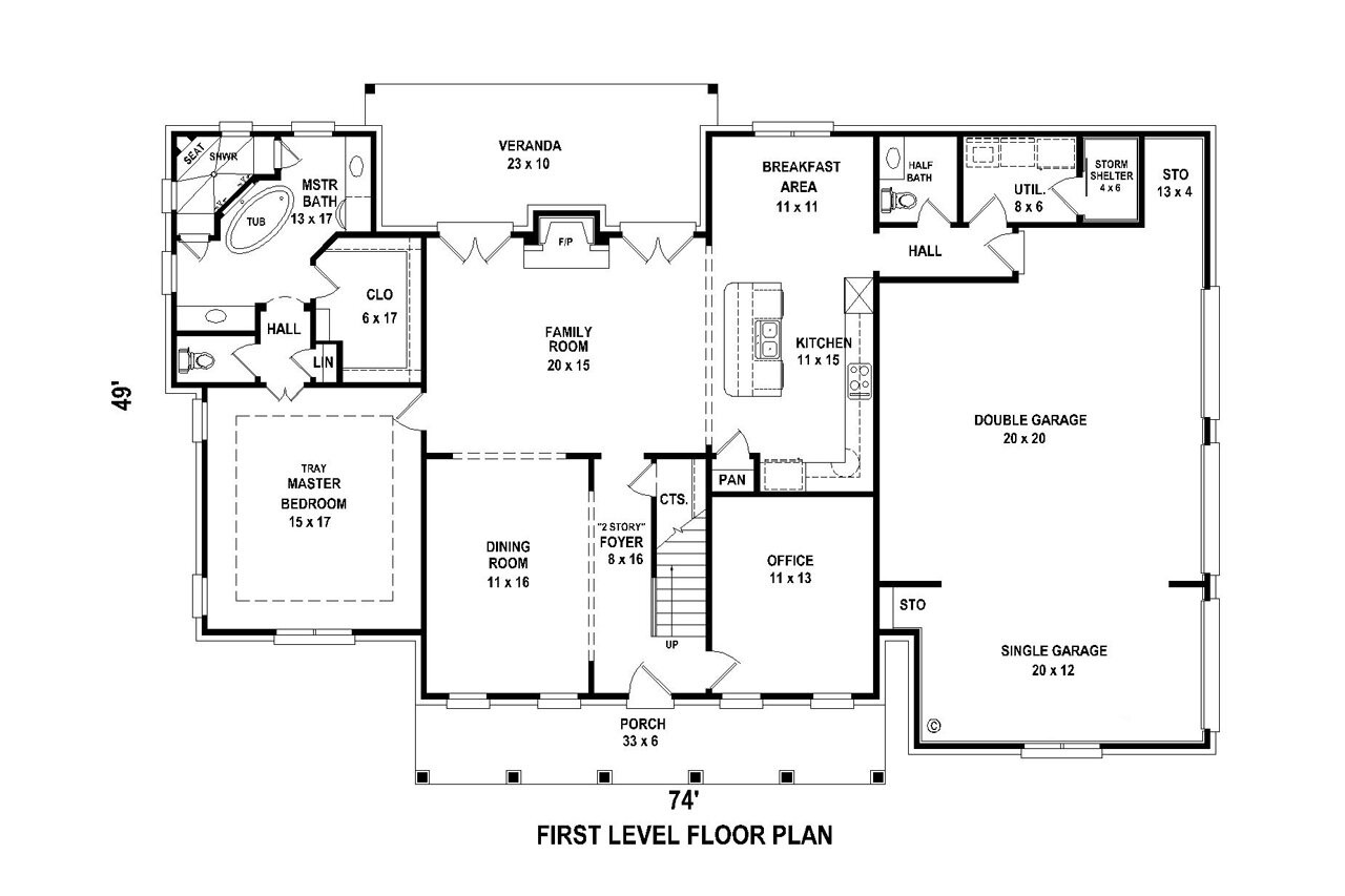 Colonial House Plan - 70790 - 1st Floor Plan