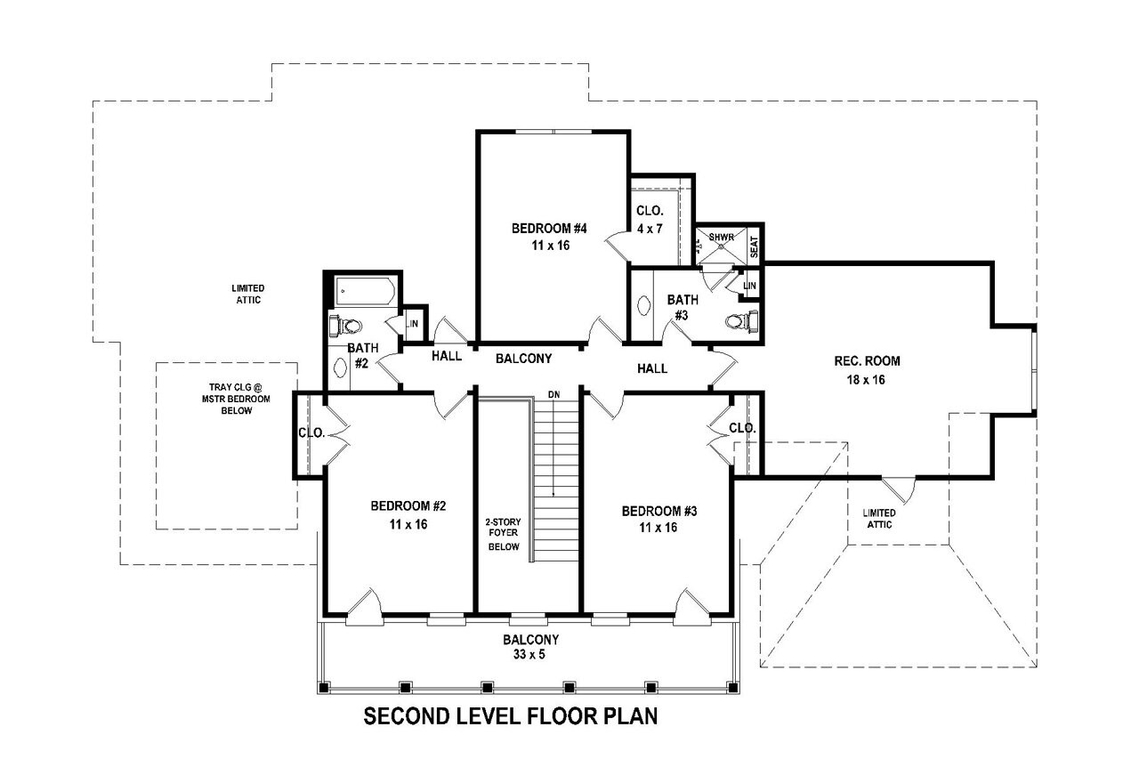 Secondary Image - Colonial House Plan - 70790 - 2nd Floor Plan