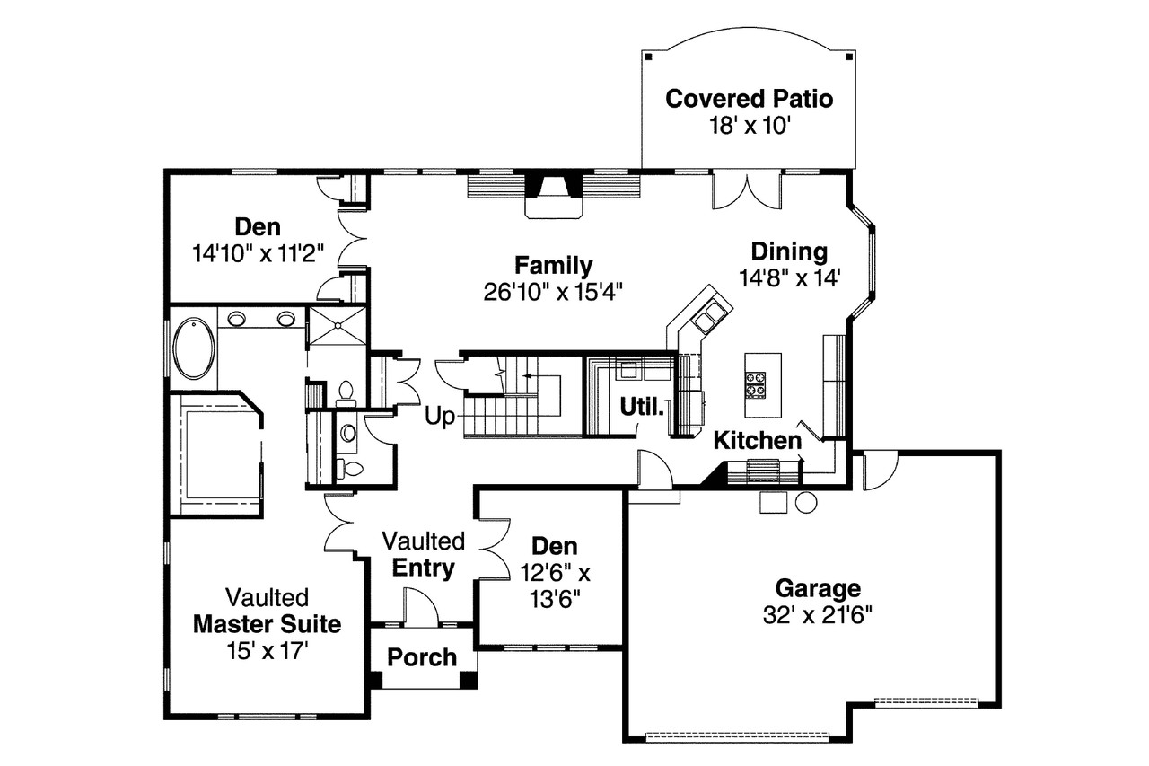 Classic House Plan - Remmington 71026 - 1st Floor Plan