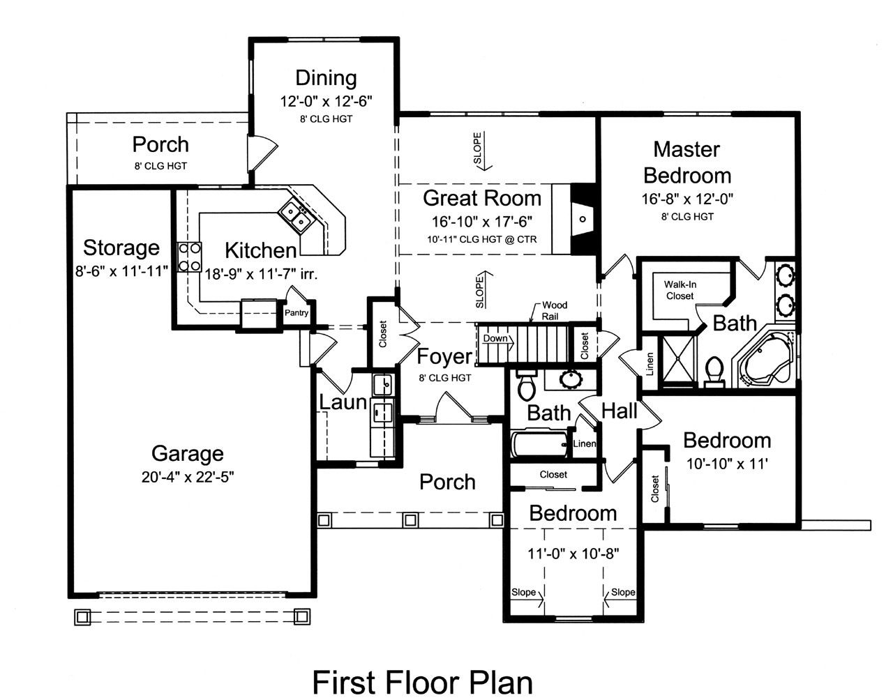 Ranch House Plan - Kingston 71032 - 1st Floor Plan