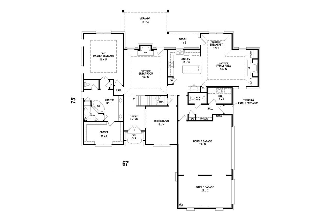 European House Plan - 71148 - 1st Floor Plan