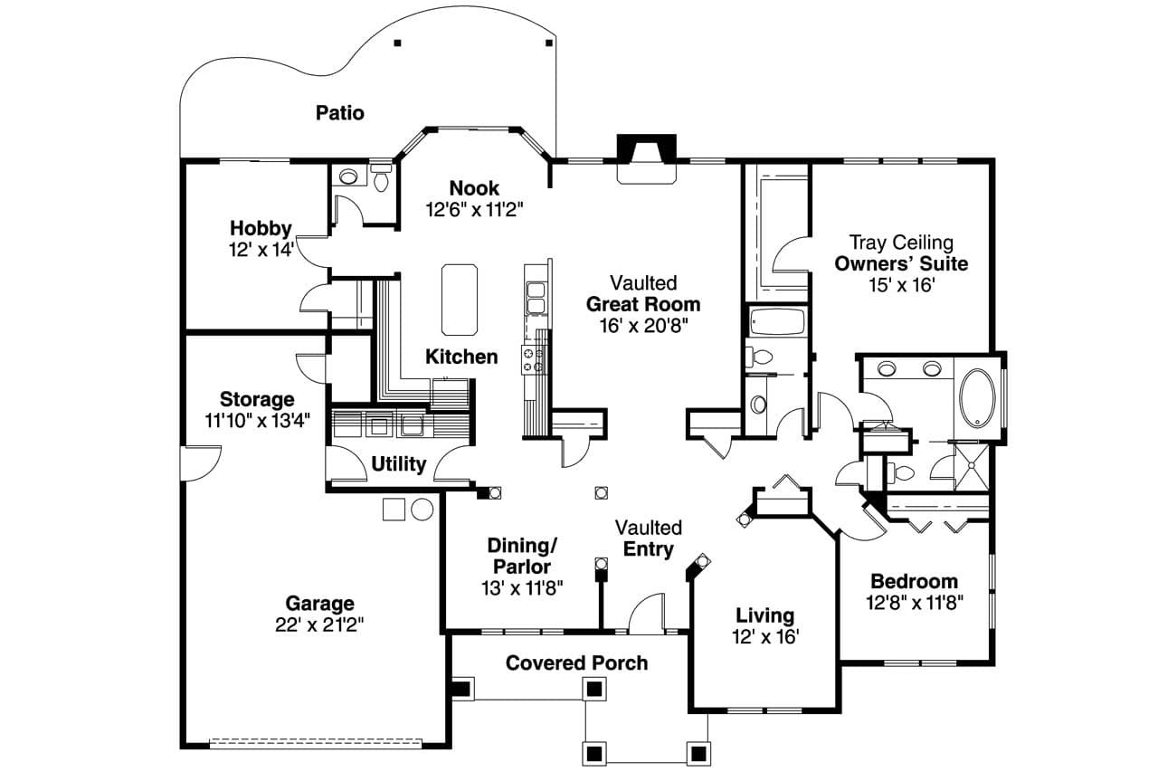 Traditional House Plan - Parkcrest 71479 - 1st Floor Plan