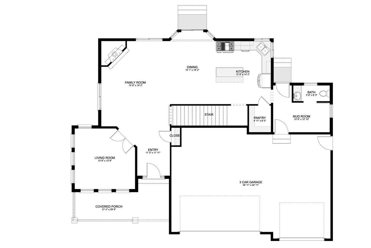 Farmhouse House Plan - Honeysuckle 71505 - 1st Floor Plan