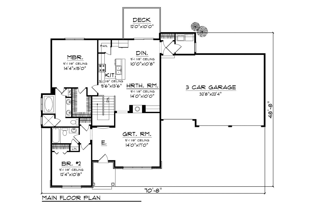 European House Plan - 71918 - 1st Floor Plan