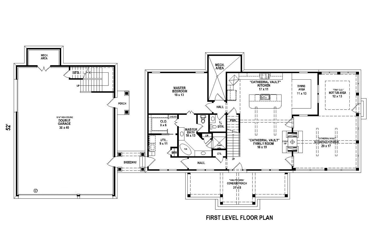 Craftsman House Plan - 71993 - 1st Floor Plan