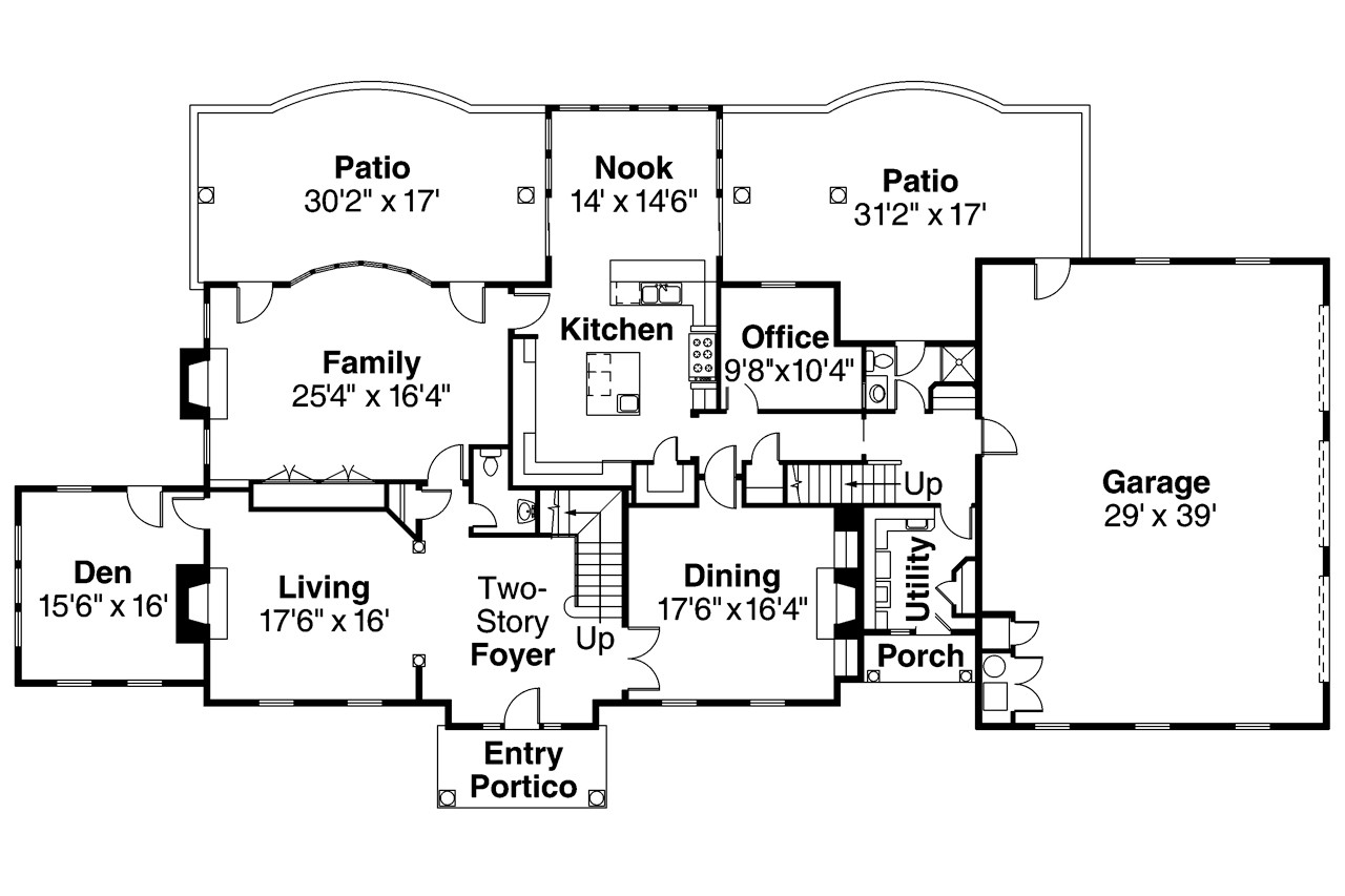 European House Plan - Edgewood 72345 - 1st Floor Plan