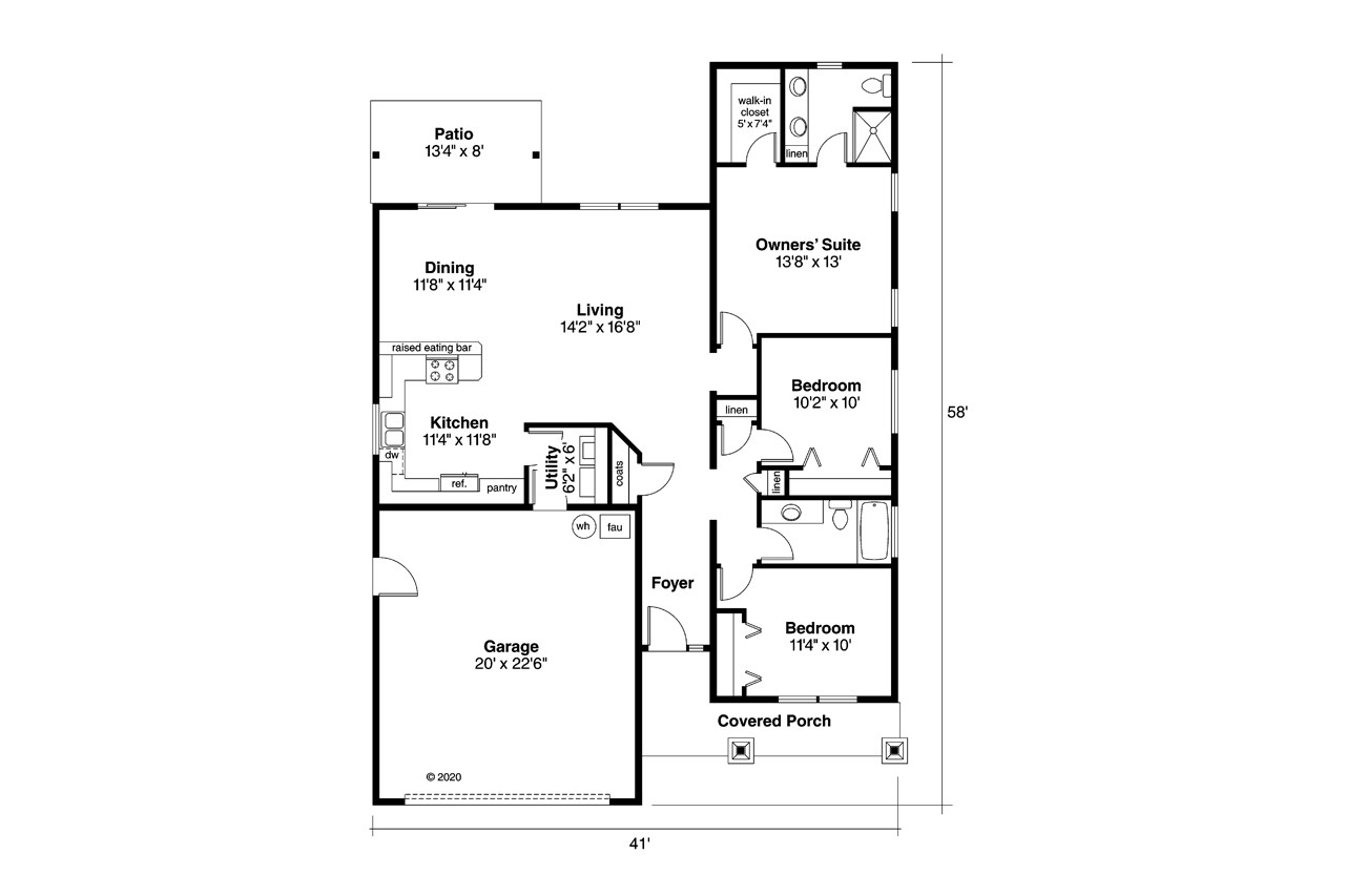 Cottage House Plan - Redrock 72736 - 1st Floor Plan