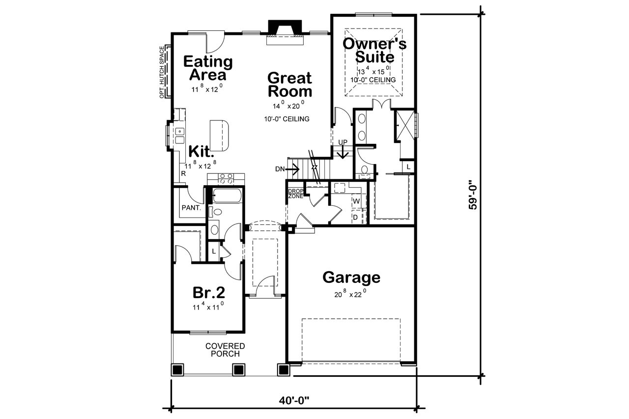 Cottage House Plan - Gretna Mills 72784 - 1st Floor Plan