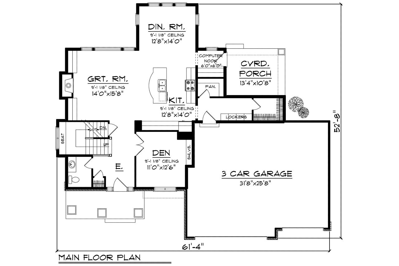 Prairie House Plan - 72865 - 1st Floor Plan