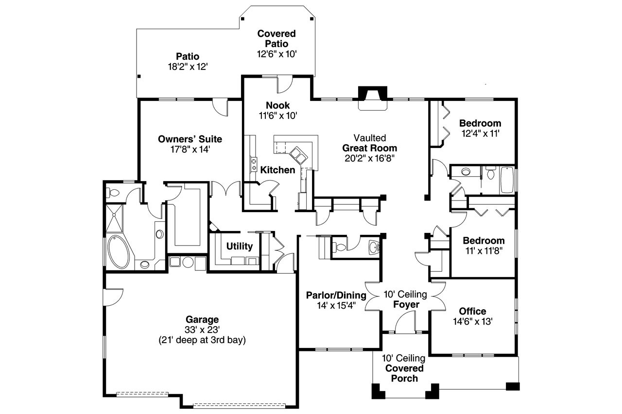 Prairie House Plan - Creekstone 73080 - 1st Floor Plan